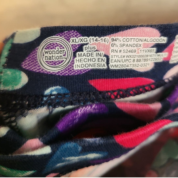 Wonder Nation Navy Leggings with Multicolor Hearts - Size XL (14/16) - Picture 2 of 2